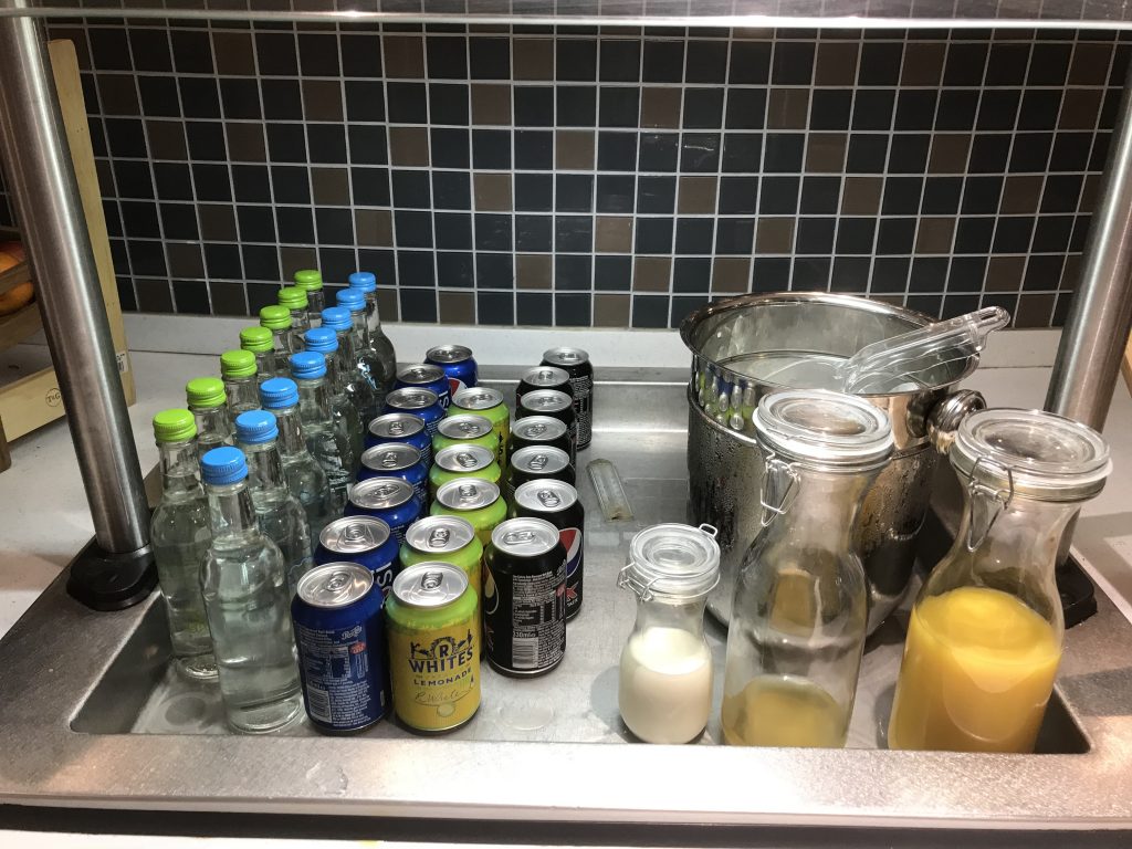 The refreshments available in the Premium Lounge on board the DFDS