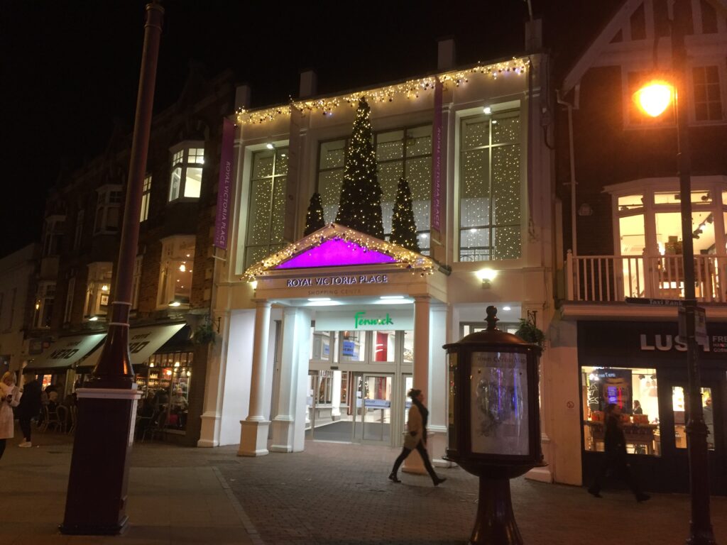 Christmas decorations at the shopping centre in Tunbridge Wells