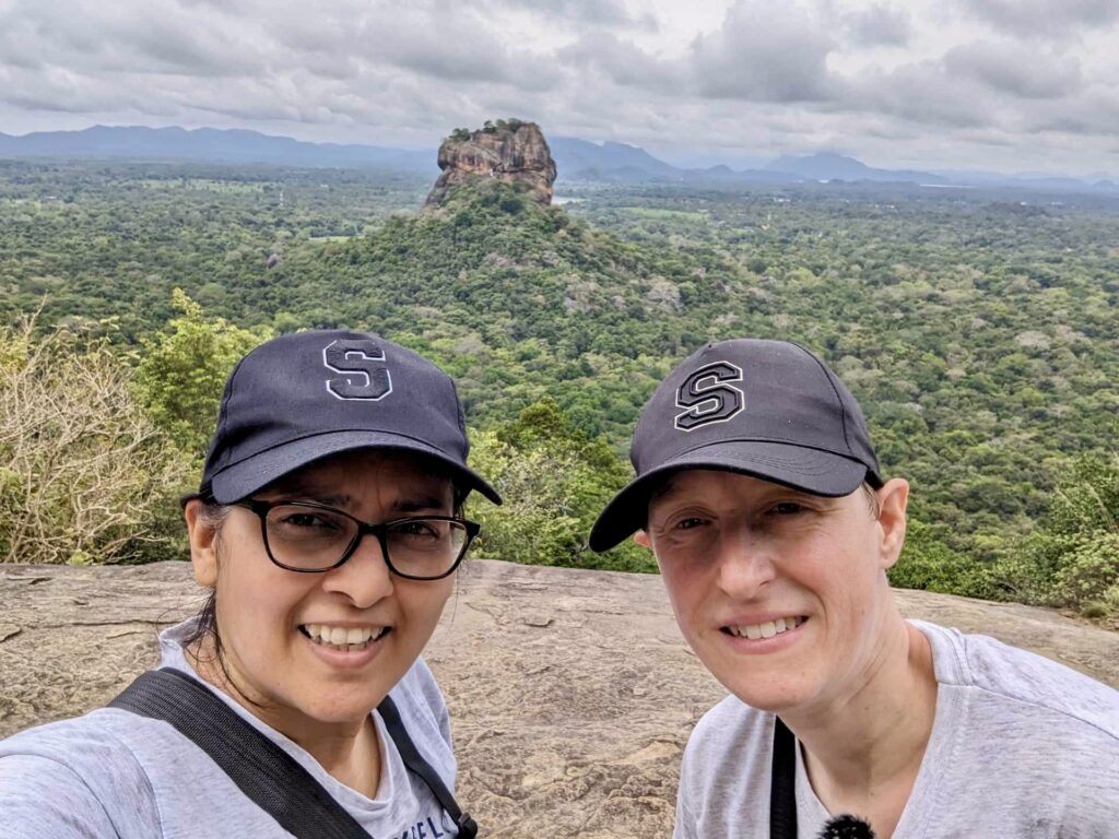 Bev & Shams at the top of Pidurangala Rock, with Sigiriya Rock in the distance